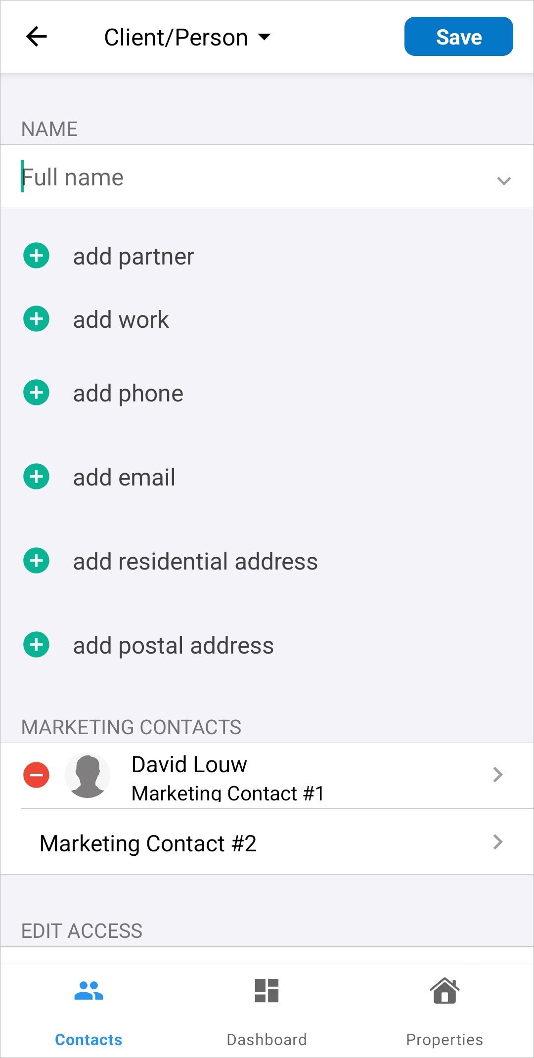 Manage contacts in the MRI Vault Android app – VaultRE