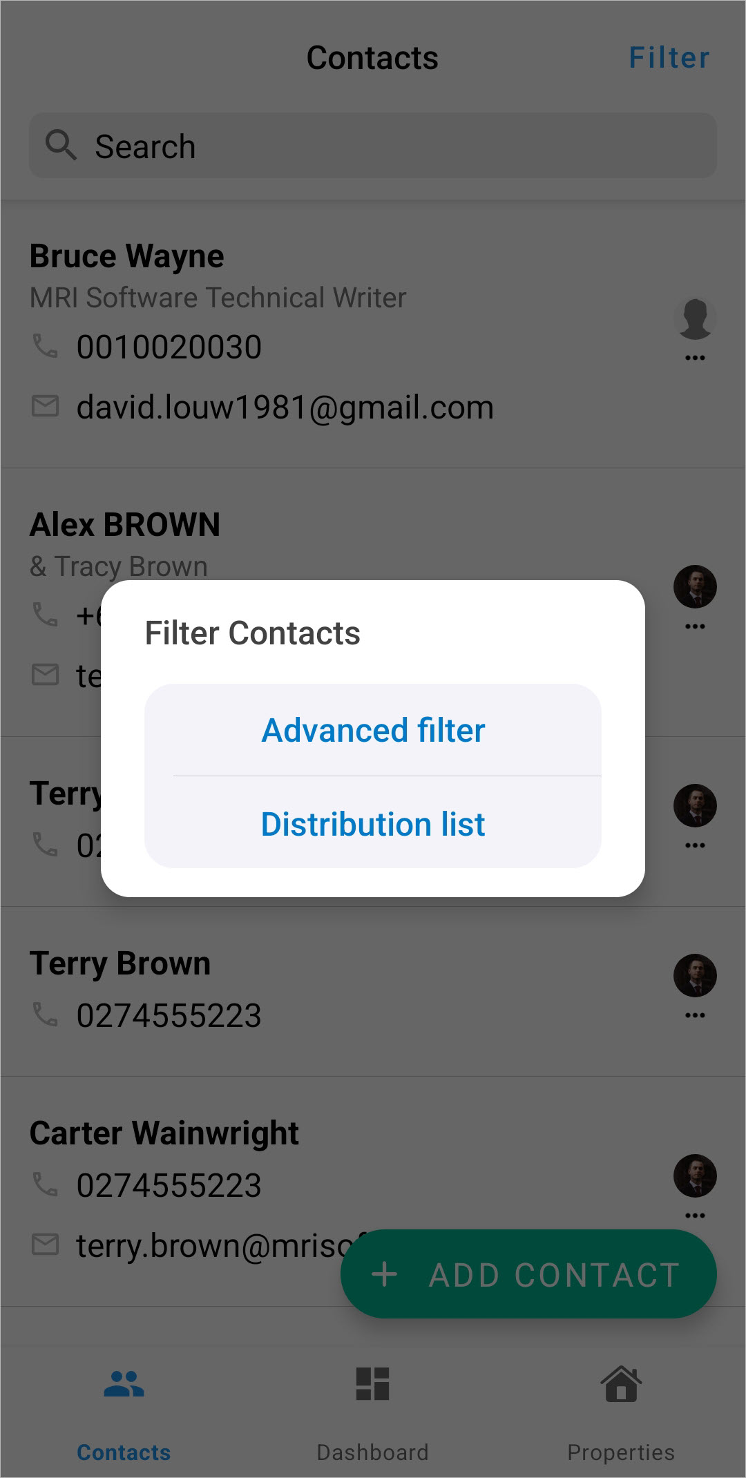 Manage contacts in the MRI Vault Android app – VaultRE