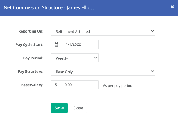 Commission Net Set Up Application Agent Allocation VaultRE